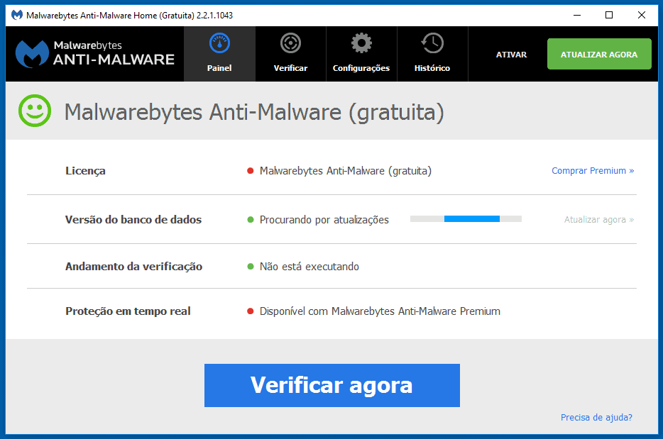 Verificação do Malwarebytes Anti-Malware